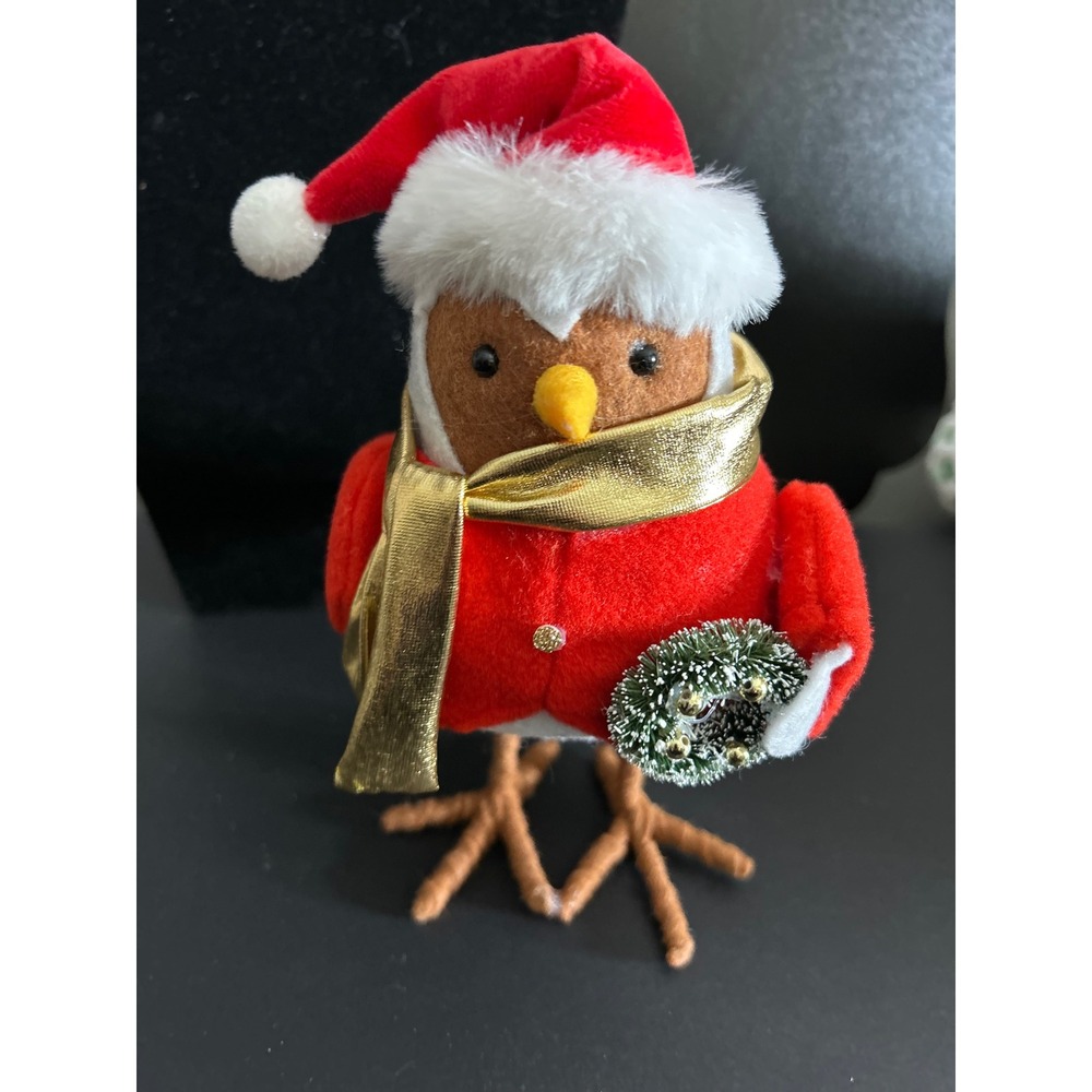 Featherly Friends Christmas Red Gold Santa  Scarf Wreath 2023 Target Wondershop
